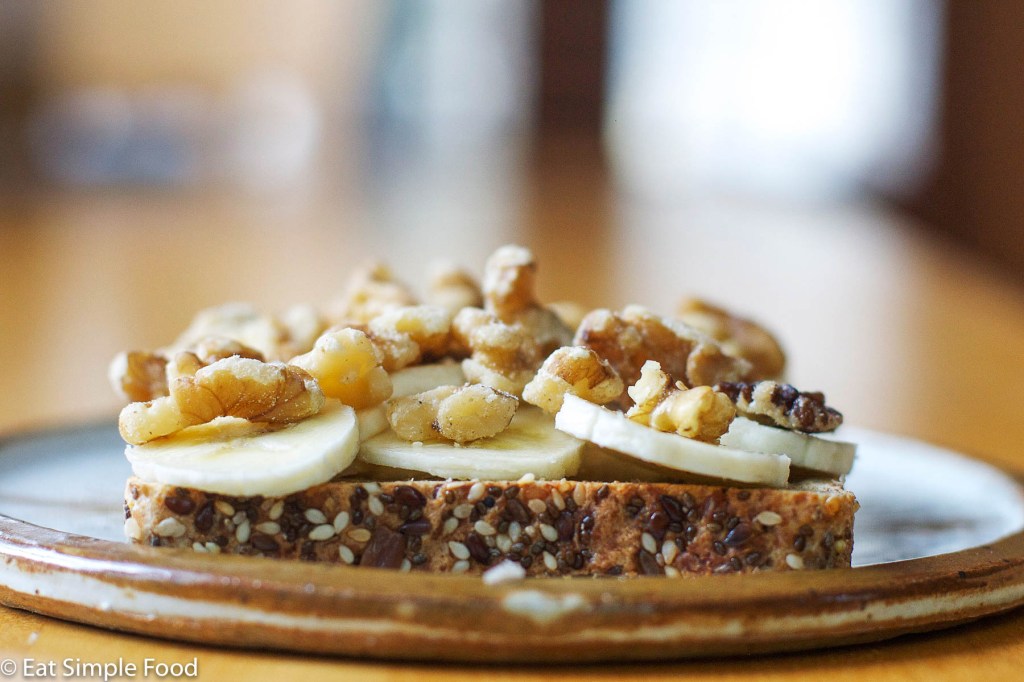 Banana and Walnuts on Seeded Toast